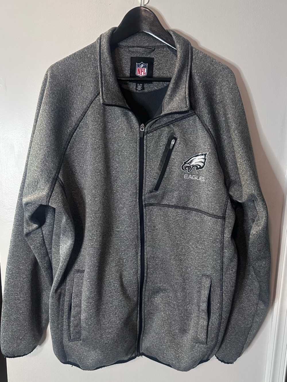 Philadelphia Eagles NFL Gray Full-Zip Fleece lined Jacket, XL